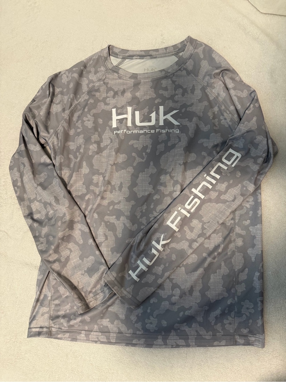 Huk Gray Camo Performance Fishing Shirt